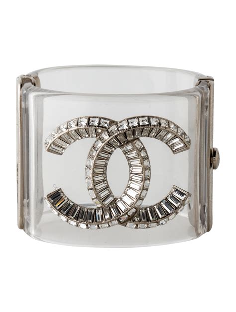 chanel crystal cc cuff bracelet silver|authentic Chanel bracelet.